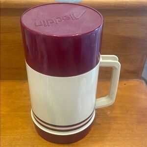 Aladdin  Maroon and White Mug vintage thermos like new